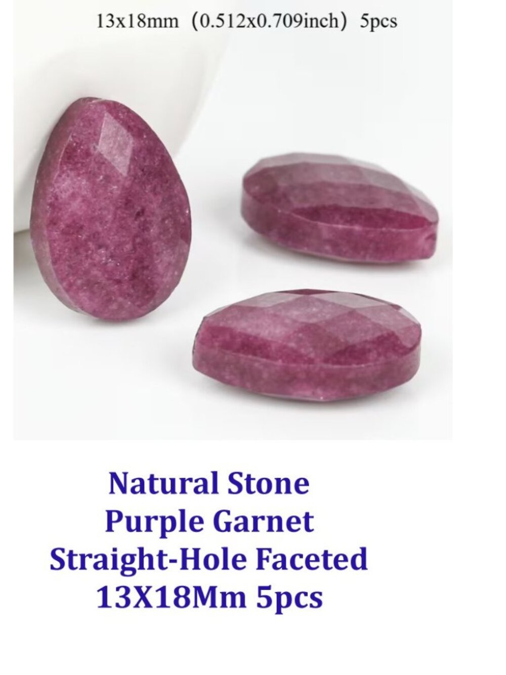 Natural Stone  Purple Garnet  Straight-Hole Faceted  13X18Mm 5pcs